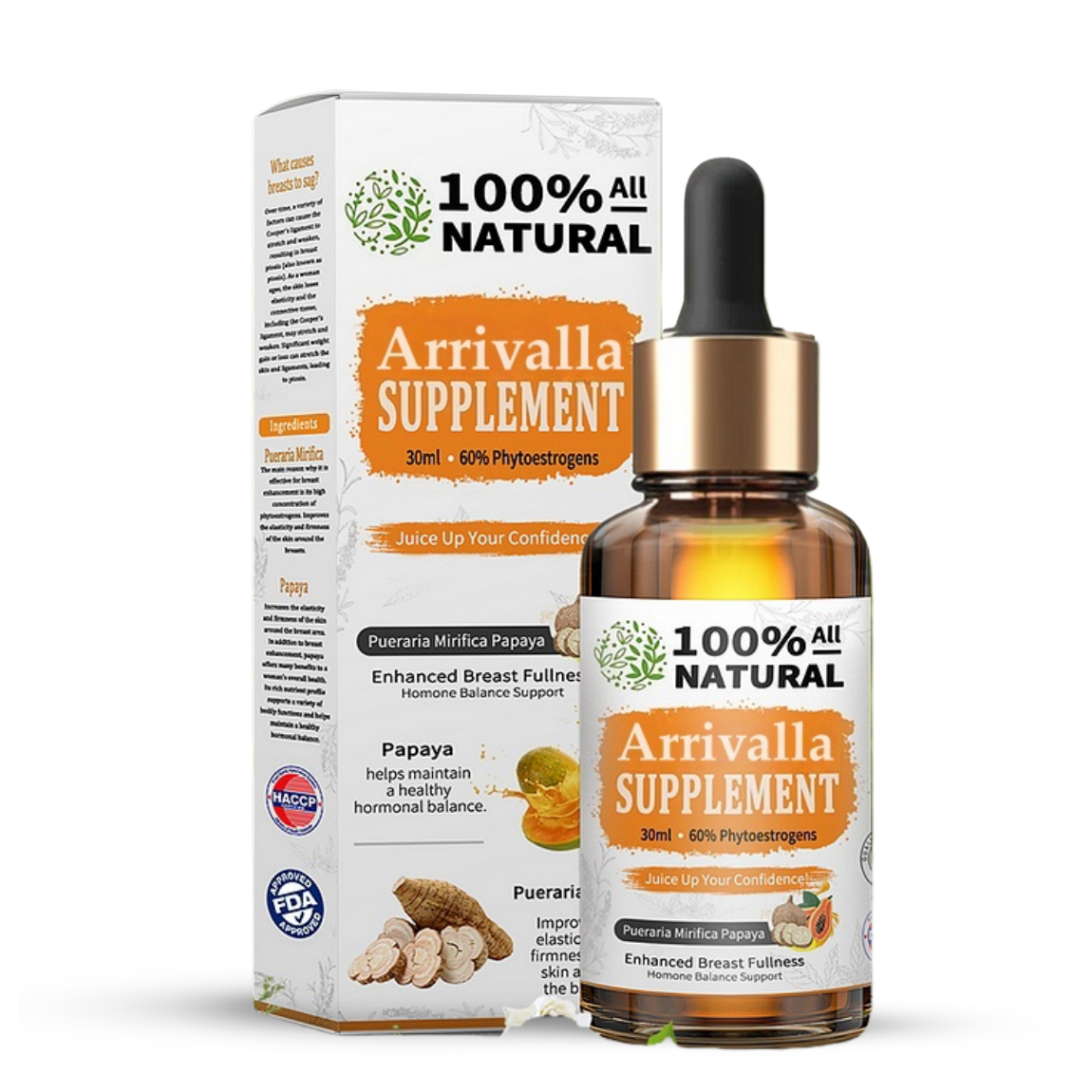 Arrivalla™ Pro Pueraria Mirifica Papaya Natural Supplement📈 (Enhances Breast Fullness · Boosts Fat Metabolism · Restores Skin Elasticity)